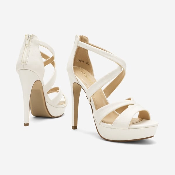 Stiletto Platform Pump Sandals - WHITE GLITTER - 3